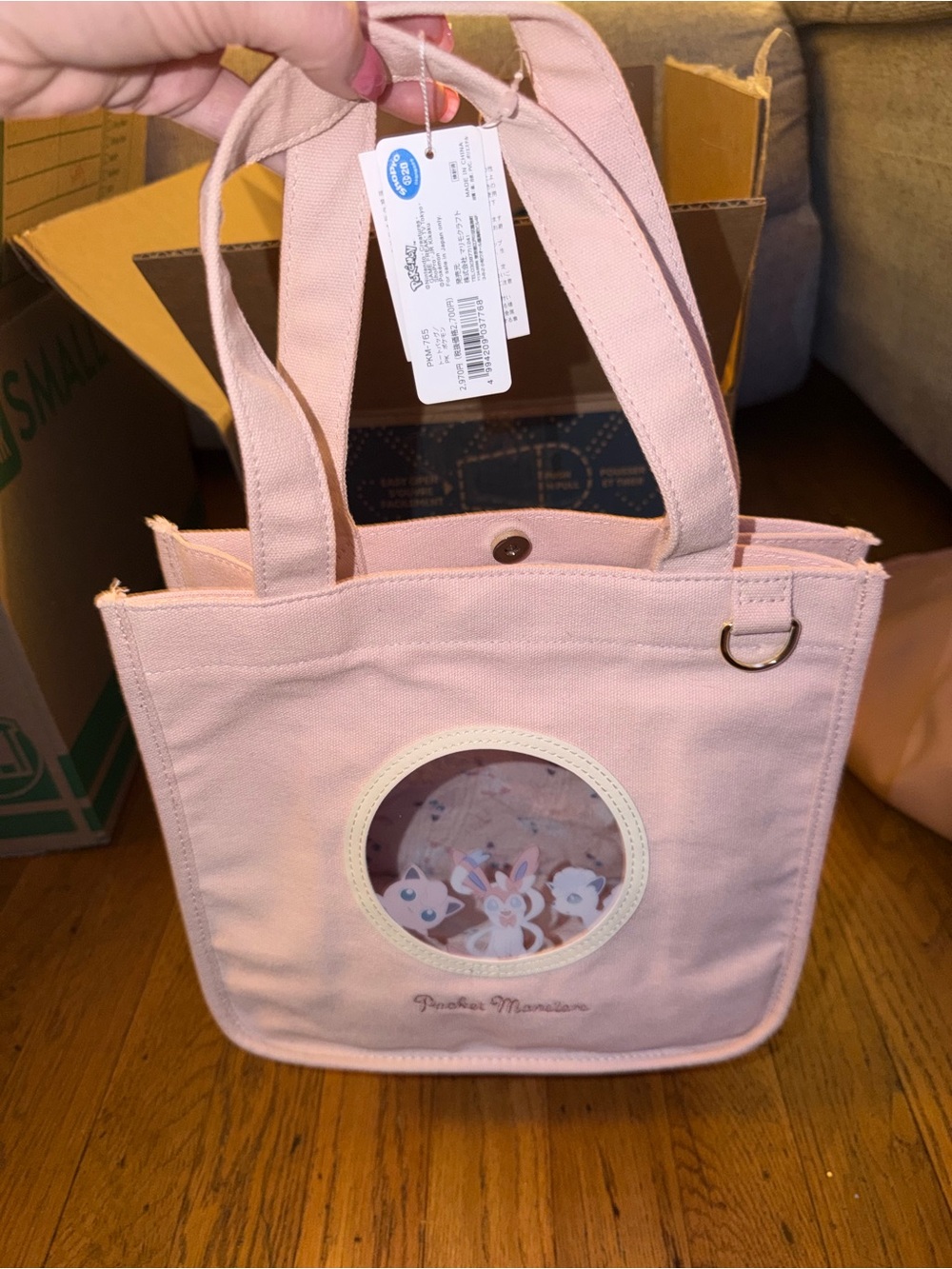 Pokemon Pink Tote with Clear Windo